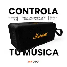 Parlante Bluetooth Sonido Potente Usb Mp3 Fm Marshall 3 Black Replica 1.1