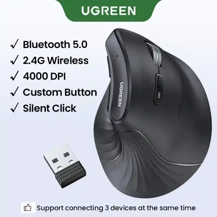 Mouse Vertical Ugreen Negro