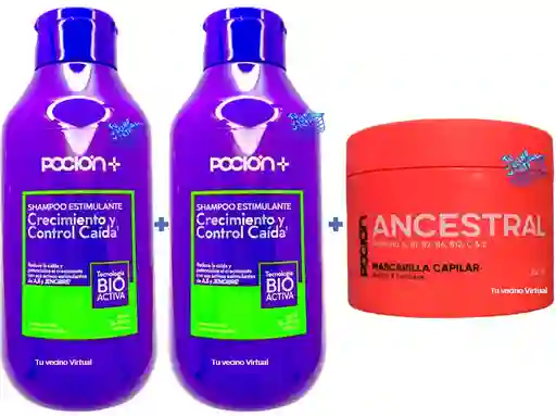 2 Shampoo Crecimiento Y Control Caida Mas Mascarilla Ancestral Pocion
