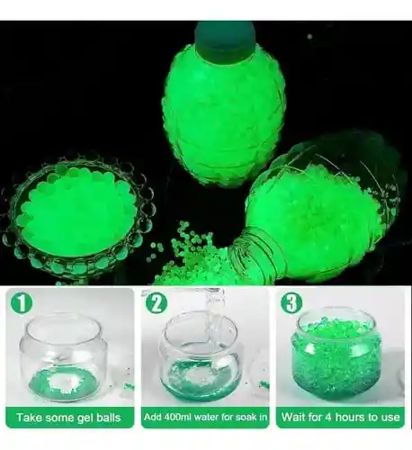 Bolitas De Gel Fluorescentes X5.000 Unidades 7-8mm Brillan En La Oscuridad Municion De Recarga Y Decoración