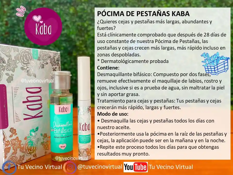 Crema Facial Tensora, Contorno De Ojos Y Pocima De Pestañas Kaba