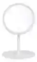 Espejo De Maquillaje Con Luz Led Táctil Recargable Desmontable Moderno Con Soporte Blanco
