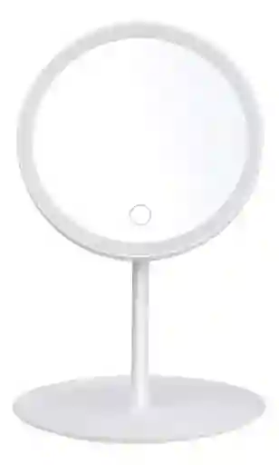 Espejo De Maquillaje Con Luz Led Táctil Recargable Desmontable Moderno Con Soporte Blanco