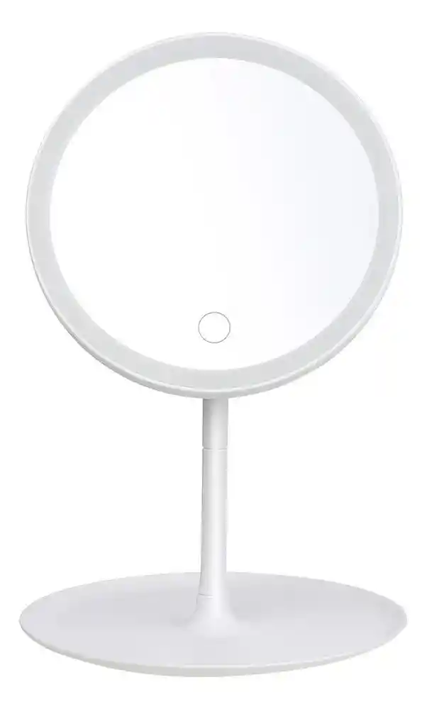 Espejo De Maquillaje Con Luz Led Táctil Recargable Desmontable Moderno Con Soporte Blanco