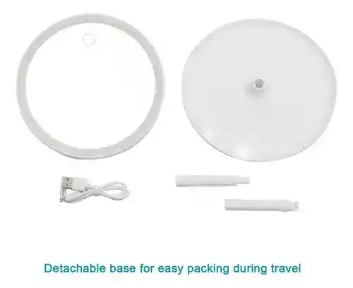 Espejo De Maquillaje Con Luz Led Táctil Recargable Desmontable Moderno Con Soporte Blanco