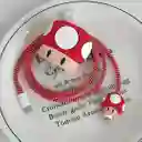 Kit Protector Funda Forro Hongo Toad Super Mario Bros Cargador Iphone 20w