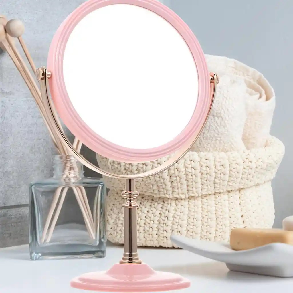 Espejo De Maquillaje Tocador Desmontable Moderno Rosado Oro Rosa