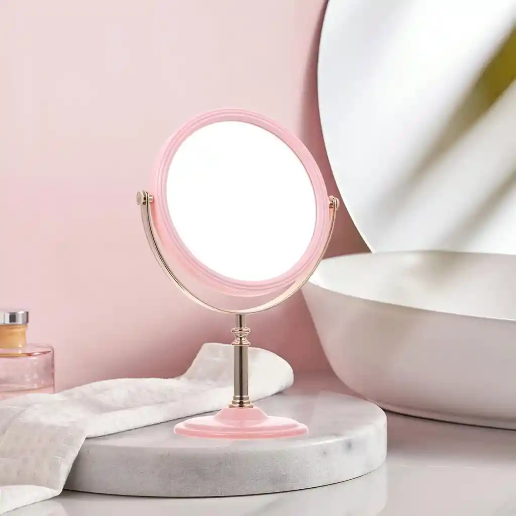Espejo De Maquillaje Tocador Desmontable Moderno Rosado Oro Rosa