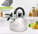 Tetera 2.5 Litros Acero Inoxidable Con Silbato Plateada 18/10 Hervidor De Agua