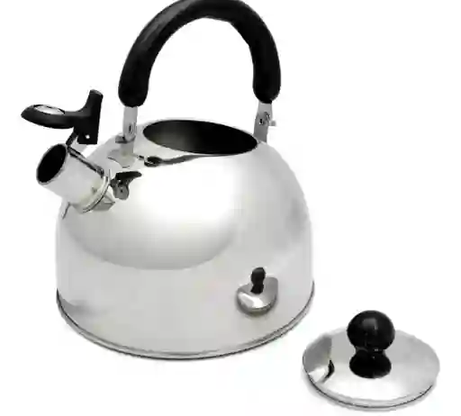 Tetera 2.5 Litros Acero Inoxidable Con Silbato Plateada 18/10 Hervidor De Agua