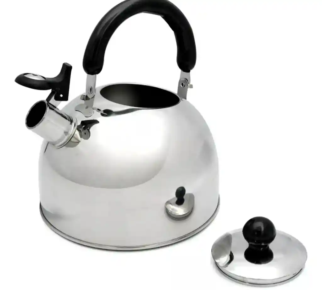 Tetera 2.5 Litros Acero Inoxidable Con Silbato Plateada 18/10 Hervidor De Agua