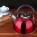 Tetera 2.5 Litros Acero Inoxidable Con Silbato Roja 18/10 Hervidor De Agua