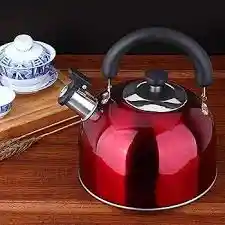 Tetera 2.5 Litros Acero Inoxidable Con Silbato Roja 18/10 Hervidor De Agua