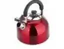 Tetera 2.5 Litros Acero Inoxidable Con Silbato Roja 18/10 Hervidor De Agua