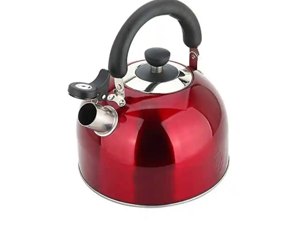 Tetera 2.5 Litros Acero Inoxidable Con Silbato Roja 18/10 Hervidor De Agua