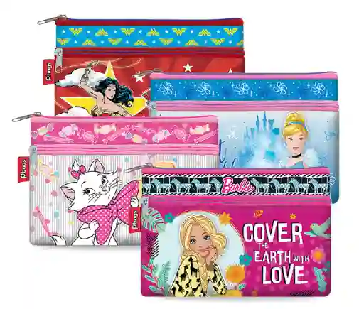 Cartuchera Estampada 2 Bolsillos Para Niñas