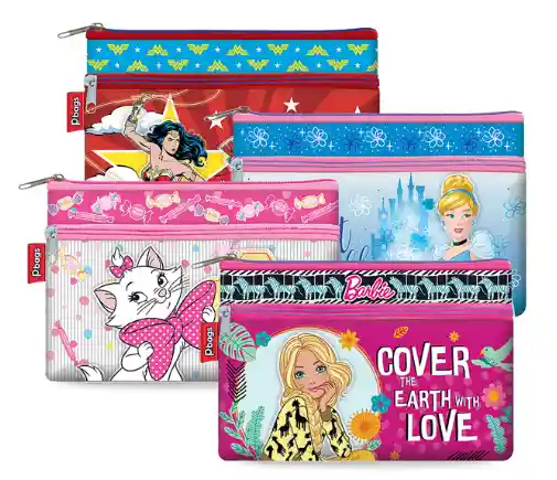 Cartuchera Estampada 2 Bolsillos Para Niñas