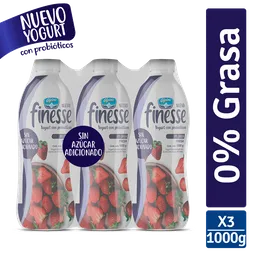 Yogurt Finesse Frutos Rojos Botella 1000ml x3
