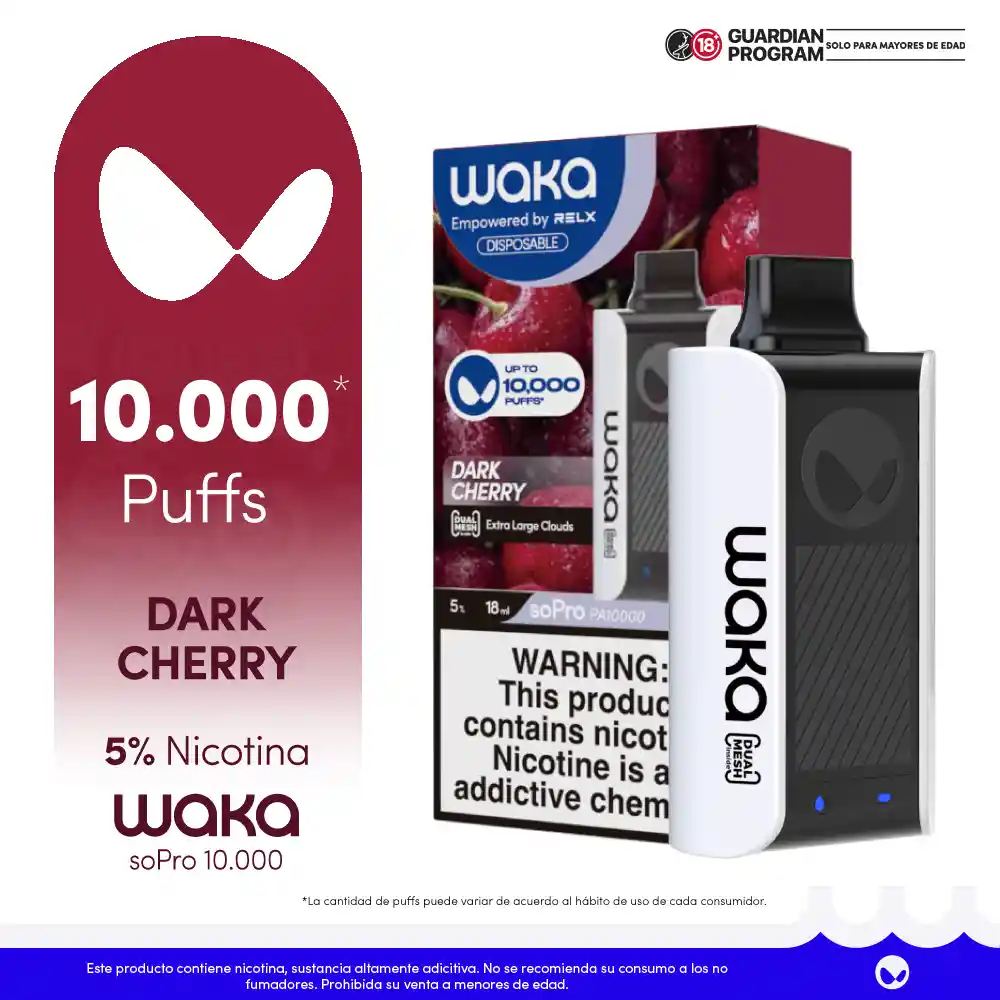WAKA Vape SoPro 10.000 Dark Cherry-50mg/g-STD 10.000 puff