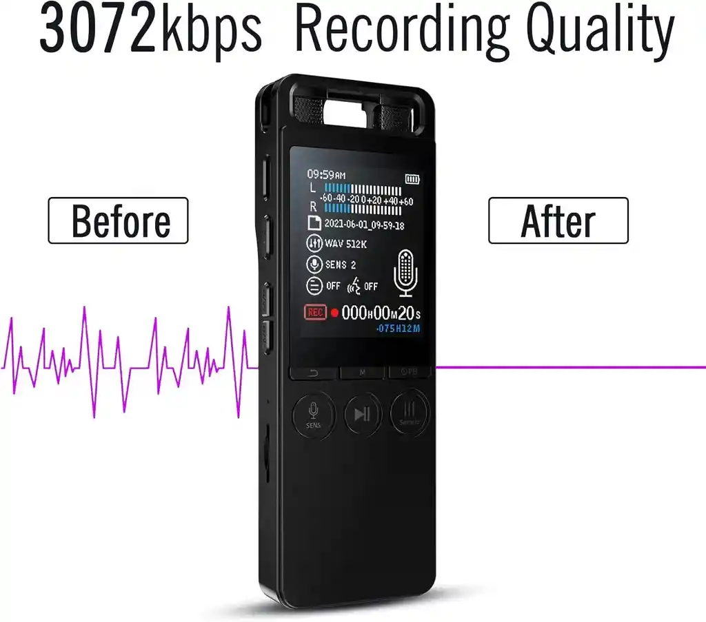 Grabadora De Voz Recargable Grabación De Llamadas 64gb