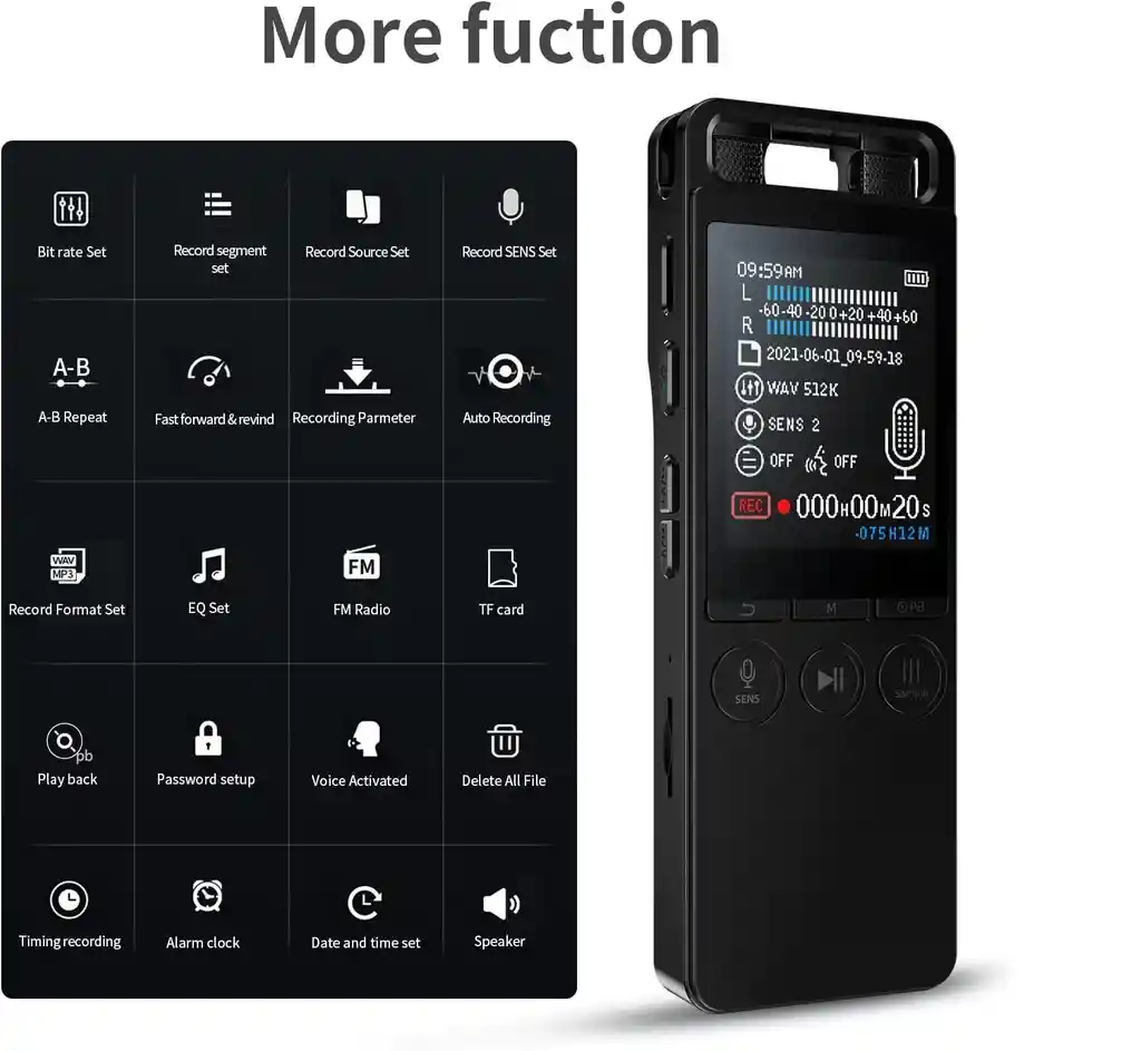 Grabadora De Voz Recargable Grabación De Llamadas 64gb