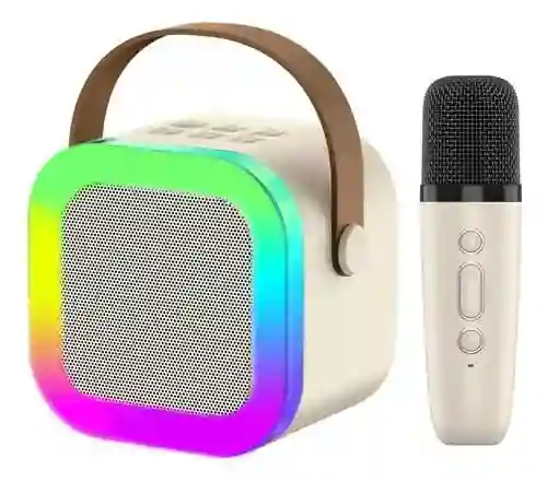 Mini Parlante Karaoke + 1 Micrófono, Regalo Ideal Para Niñas Y Adolescentes (beige)