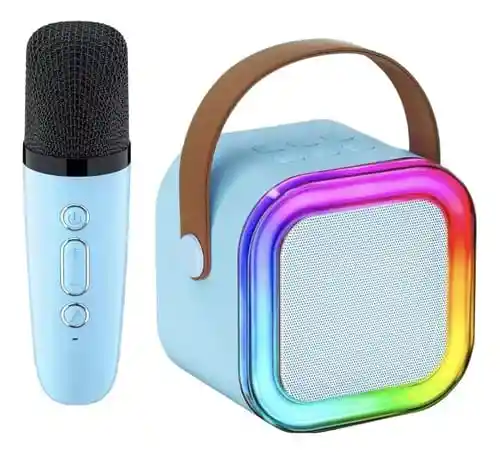 Mini Parlante Karaoke + 1 Micrófono, Regalo Ideal Para Niñas Y Adolescentes (azul)