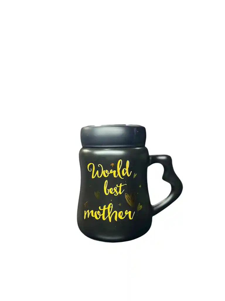Mug Taza Coleccionable Tapa Espejo World Best Mother Negro