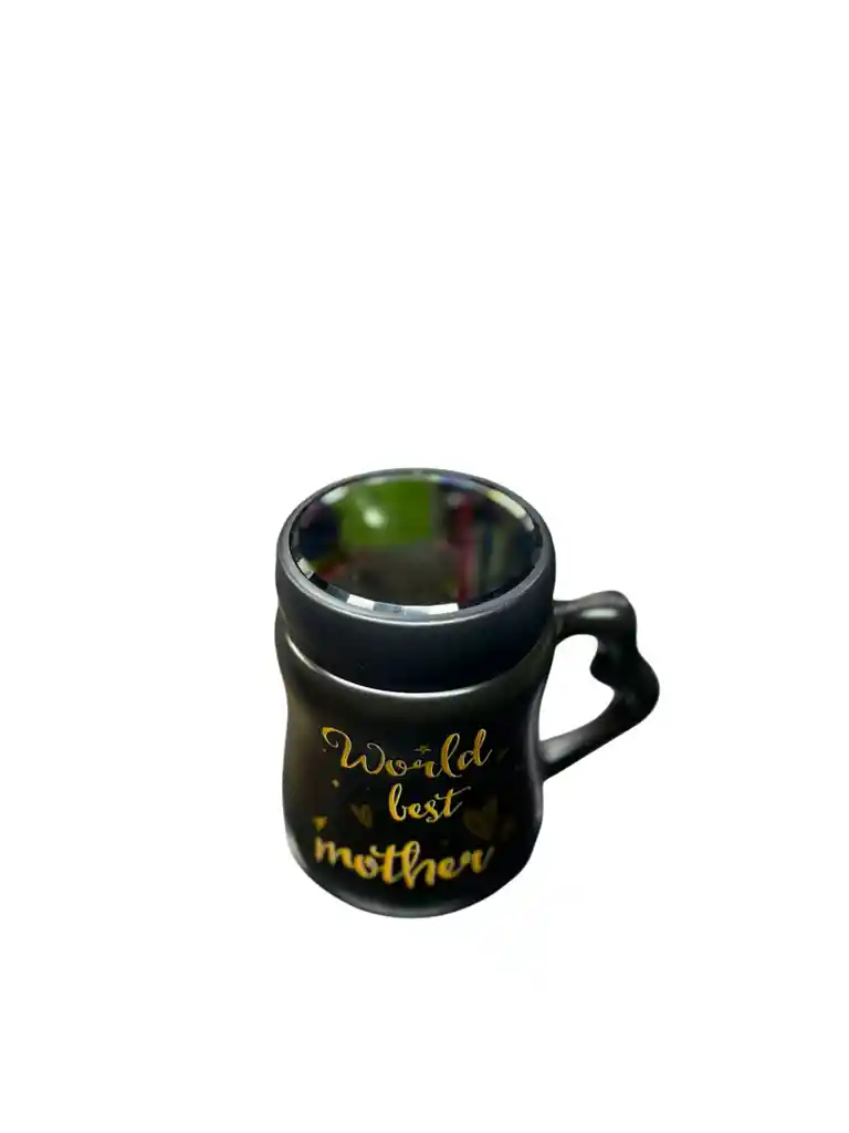 Mug Taza Coleccionable Tapa Espejo World Best Mother Negro