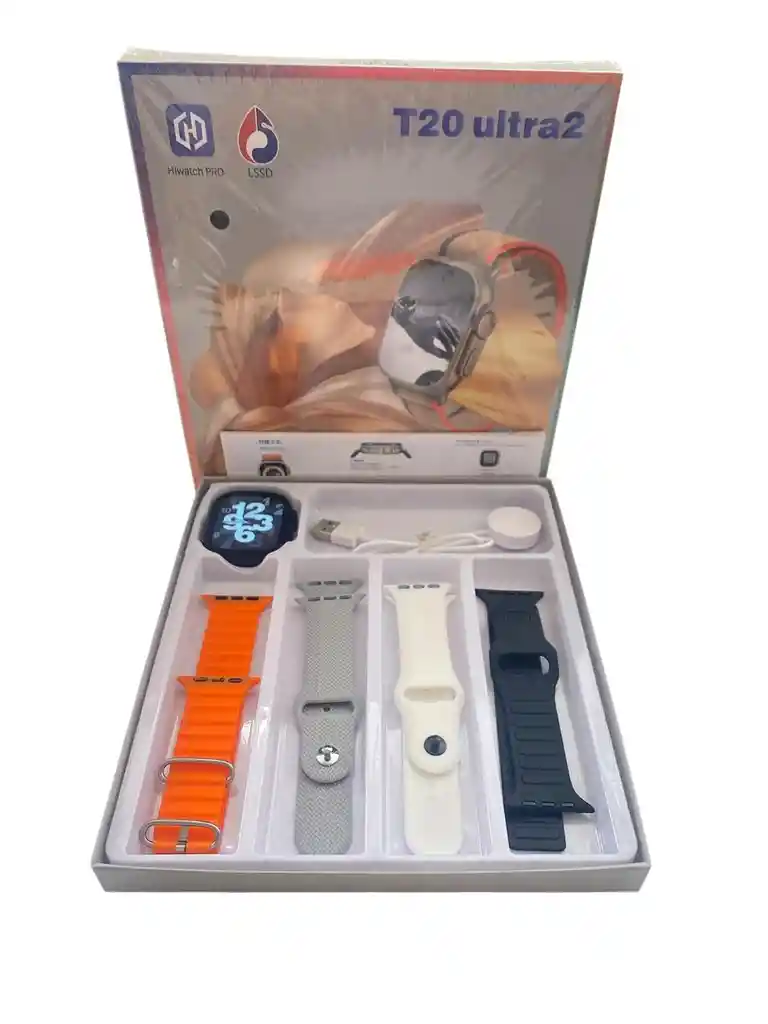 Smartwatch 4 Manillas Naranja - Negro - Blanco -gris Unisext20 Ultra 2