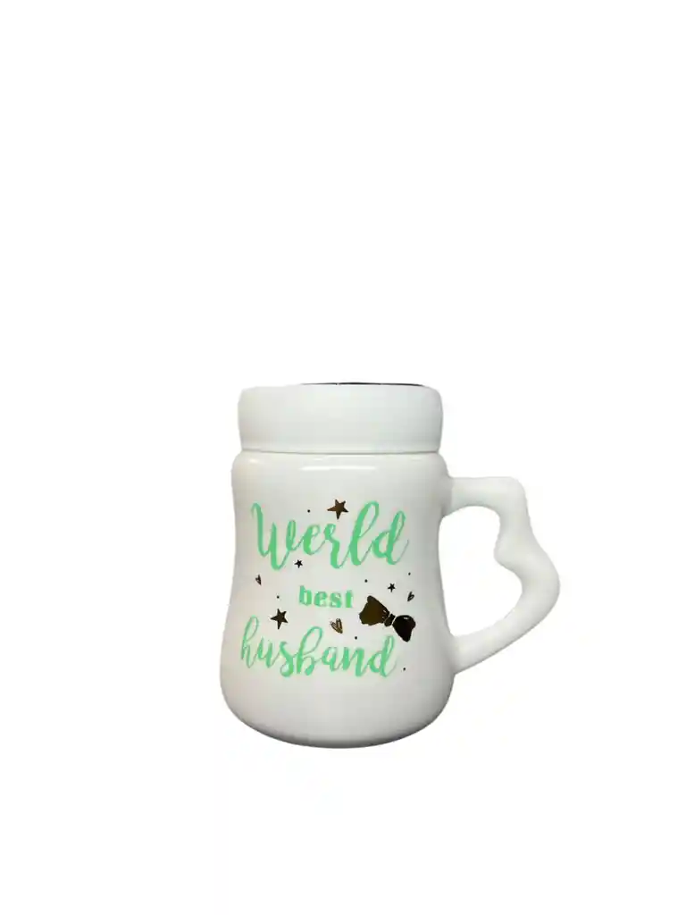 Mug Taza Coleccionable Tapa Espejo World Best Husband Blanco
