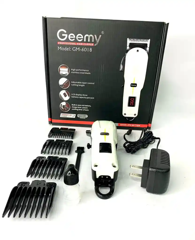 Maquina Peluquera Inalambrica Recargable Geemy 6018 Con Pantalla Led 💇‍♂️