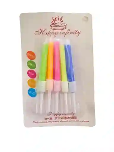 Vela Fiesta Rayas Colores 8un De 7cm