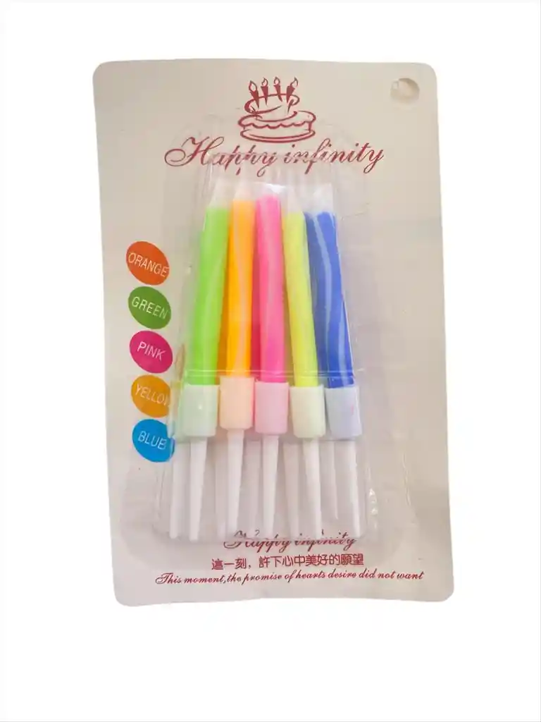 Vela Fiesta Rayas Colores 8un De 7cm