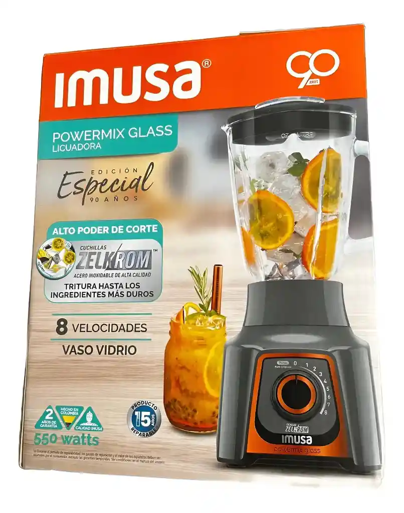 Licuadora Imusa Powermix Glass 1.75 Litros Vaso Vidrio 8v