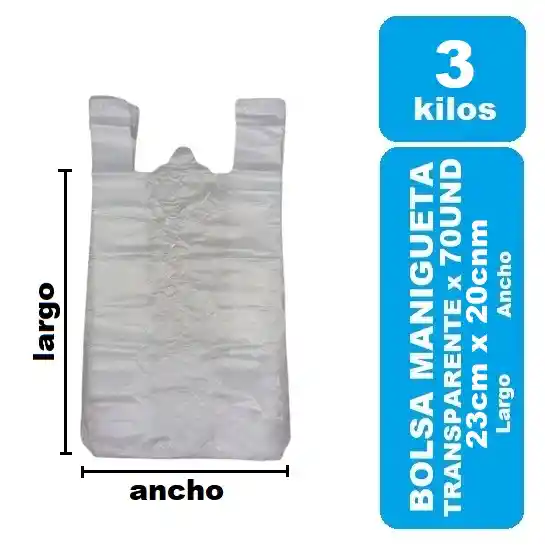 Bolsa Manigueta Transparente 3kg X 70und
