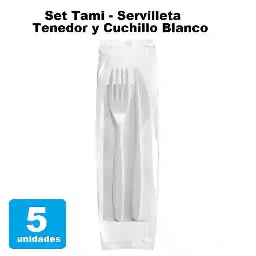 Set De Cubiertos Con Tenedor, Cuchillo Y Servilleta X 5und
