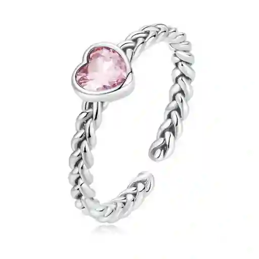 Anillo De Compromiso Mujer Corazón Ajustable En Plata 925