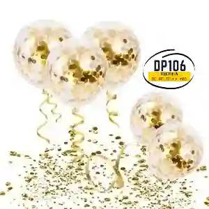 Globos Con Confettis Doradas X 5 Und