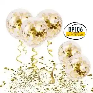 Globos Con Confettis Doradas X 5 Und