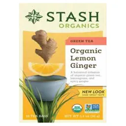 Stash Té Verde Orgánico Con Limón Y Jengibre – Energía Natural Y Digestión Saludable – 16 Bolsitas | 1.13 Oz (32g)