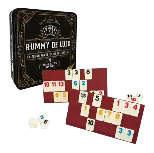 Juego De Mesa Rummy De Lujo Caja Metalica