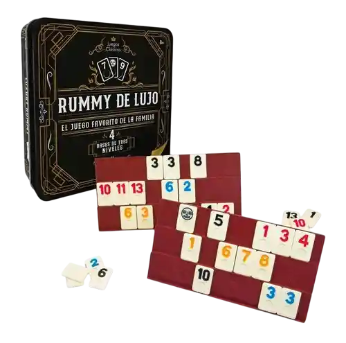 Juego De Mesa Rummy De Lujo Caja Metalica