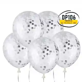 Globos Con Confettis Plateadas X 5 Und
