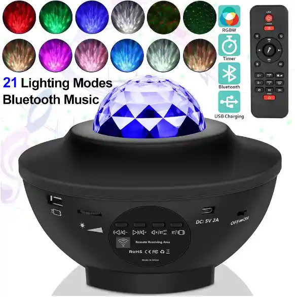 Proyector De Luz Estrellas Galaxia Bluetooth Usb