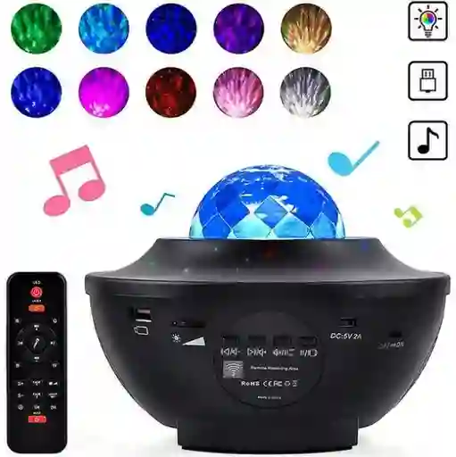 Proyector De Luz Estrellas Galaxia Bluetooth Usb