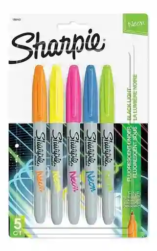 Marcadores Sharpie Colores Neon Marcador Fluorescente Bajo Luz Negra X5 Unidades