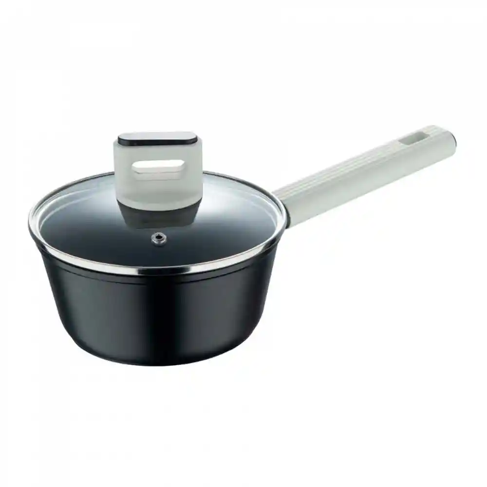 Cacerola Con Tapa Bergner Lines 16 Cm Negro Aluminio Forjado