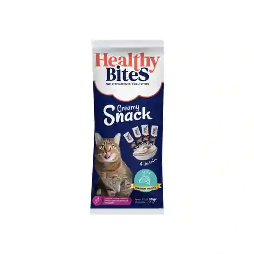 Snack Cremoso Para Gato Sabor Atún Healthy Bites 56 Gr Sobre Por 4 Unidades