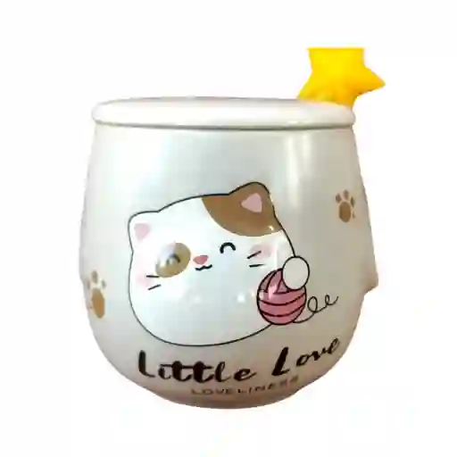 Mug Taza Coleccionable Gato Cuchara Estrella Kawaii